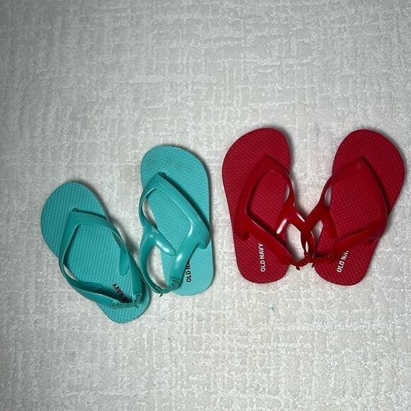 Old Navy flip flops bundle with heel straps turquoise blue and red size 5/6 - Picture 2 of 5
